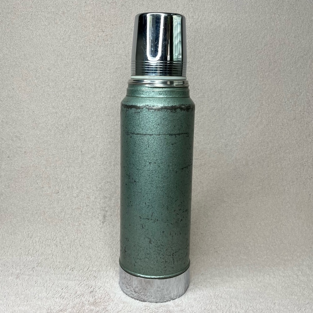 Vintage Stanley Insulated 1 Quart Metal Thermos Bottle-Aladdin-Green-Travel-Vtg-